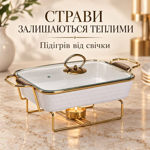 Мармит с подогревом настольный 1 литр керамическая белая HP1013 фото