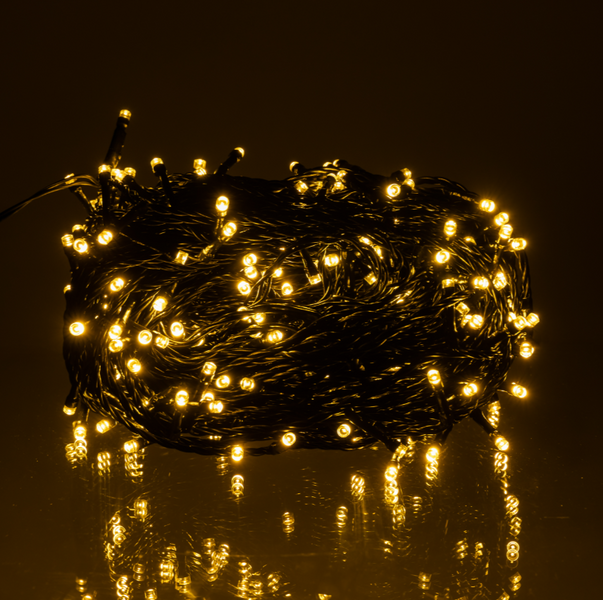 Гірлянда Нитка вулична 300 LED 30 м від мережі, жовта, чорний провід CF300L30MBY фото