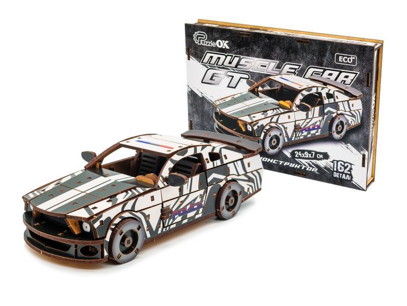 3D дерев'яний конструктор автомобіля &laquo;Muscle Car GT&raquo; синя Puz-00638 фото