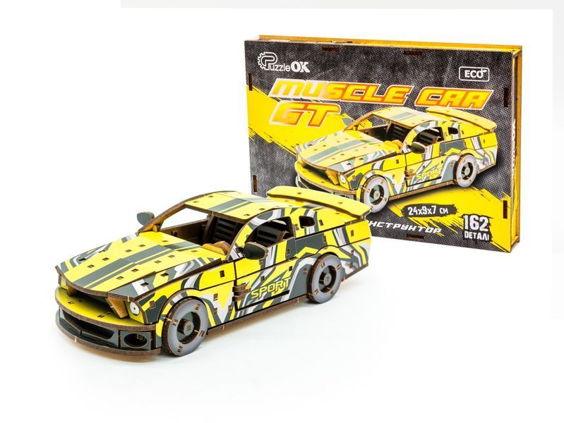 3D дерев'яний конструктор автомобіля &laquo;Muscle Car GT&raquo; синя Puz-00638 фото
