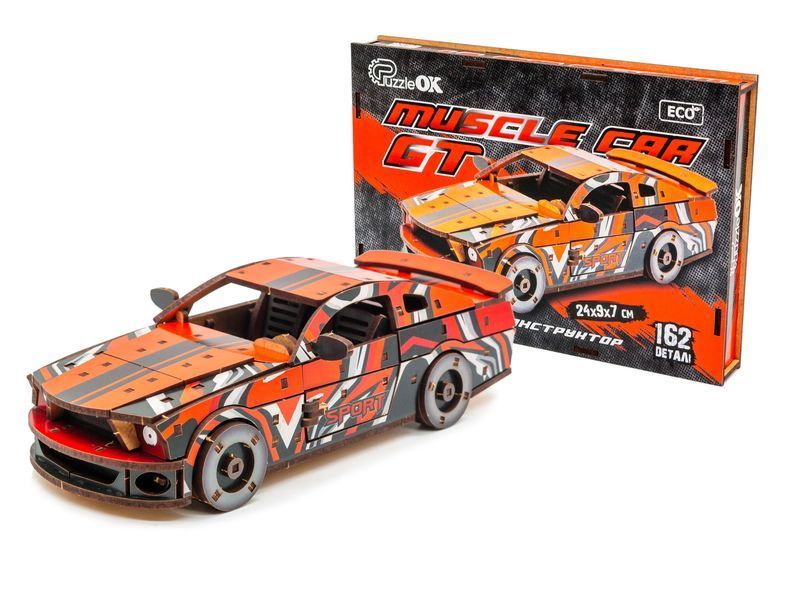 3D дерев'яний конструктор автомобіля &laquo;Muscle Car GT&raquo; червоний Puz-00641 фото