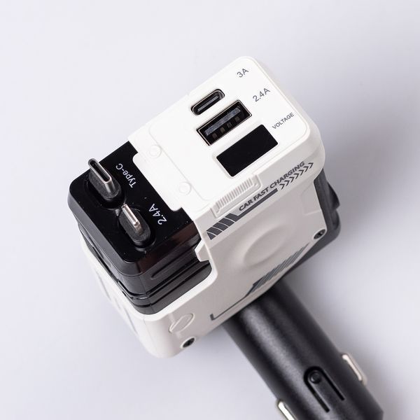 Автомобильное зарядное устройство MECHA с выдвижными кабелями и портами USB/Type-C Белый HP-A1W фото