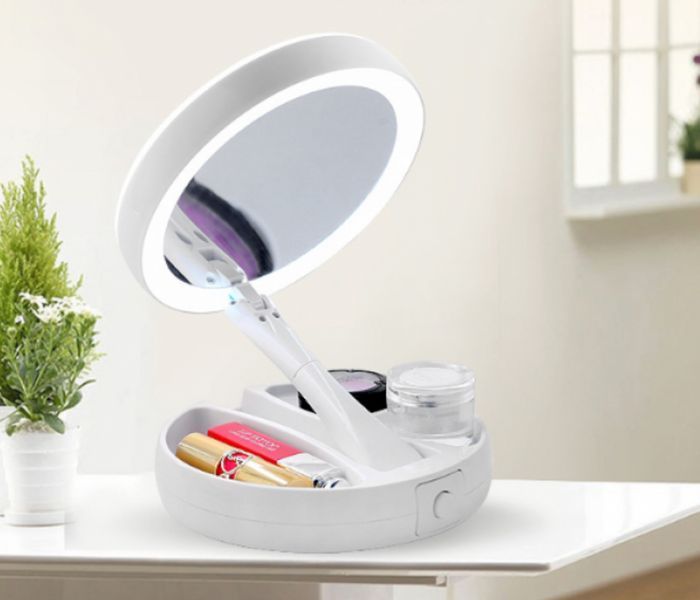 Складне косметичне дзеркало для макіяжу My Fold Away Mirror з підсвічуванням кругле mu60069 фото