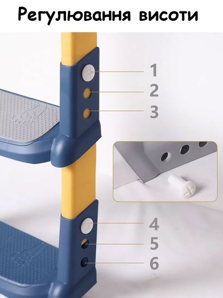 Дитяче сидіння зі сходами та ручками на стільці унітазу Safety Kids Childr Toilet Trainer синє 00677 фото