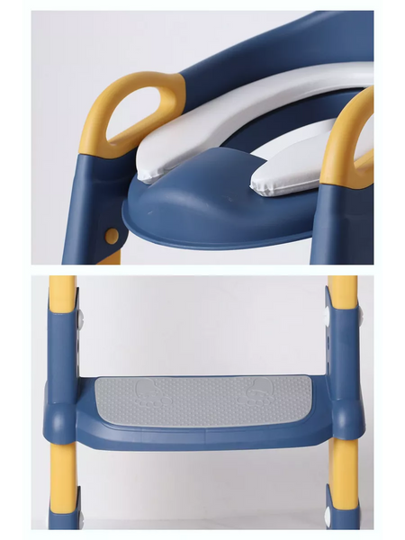 Дитяче сидіння зі сходами та ручками на стільці унітазу Safety Kids Childr Toilet Trainer синє 00677 фото
