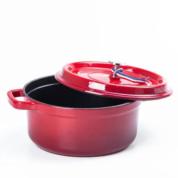 Кокотница чугунная эмалированная кастрюля 3,5 л, красный HP-1-1-RED фото