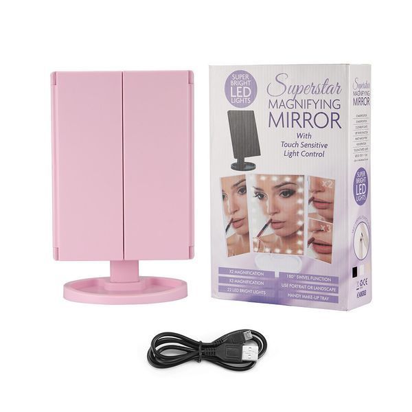Потрійне косметичне дзеркало для макіяжу з підсвіткою LED Magnifying Mirror 56781/10 фото
