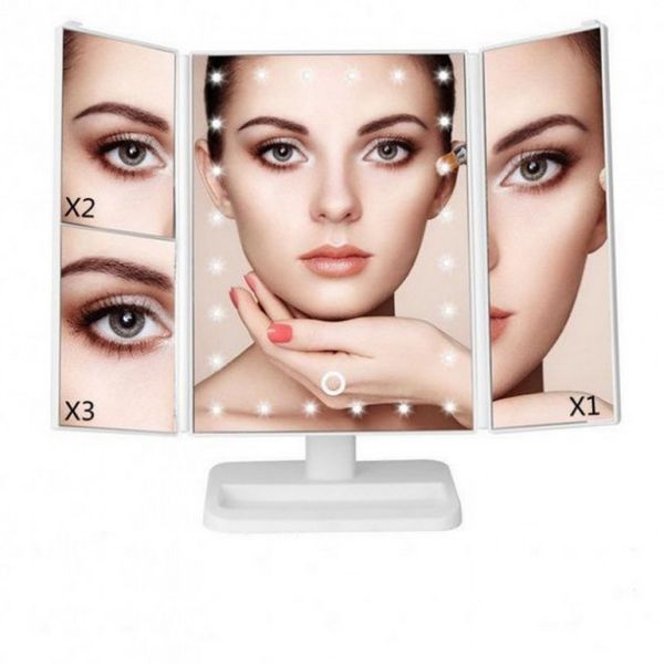 Потрійне косметичне дзеркало для макіяжу з підсвіткою LED Magnifying Mirror 56781/10 фото