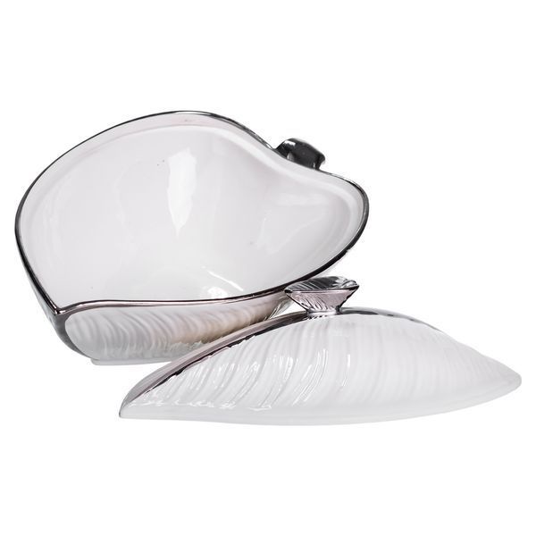 Супница 800 (мл) фарфоровая 26&times;18&times;14 (см) с крышкой Белый с серебром XL-4074AS фото