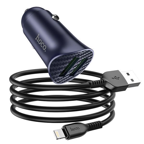 Авто зарядное устройство Hoco Z39 QC3.0 Lightning 2USB Черный ЦУ-00031005 фото