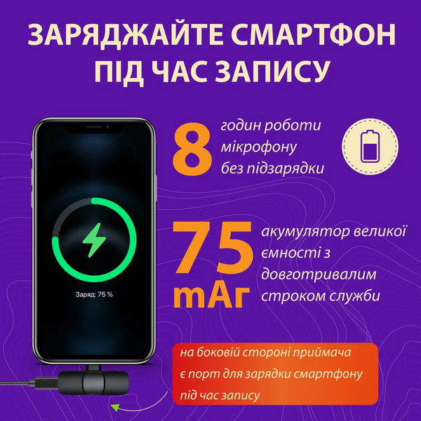 Беспроводной петличный микрофон K9 для iOS и Android, черный HP176092 фото