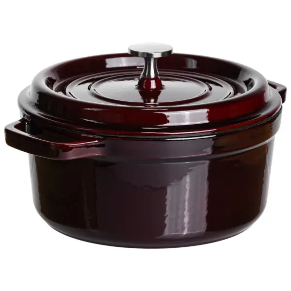 Кокотница чугунная эмалированная кастрюля 2,5 л, бургунди HP-FLG-9 burgundy фото