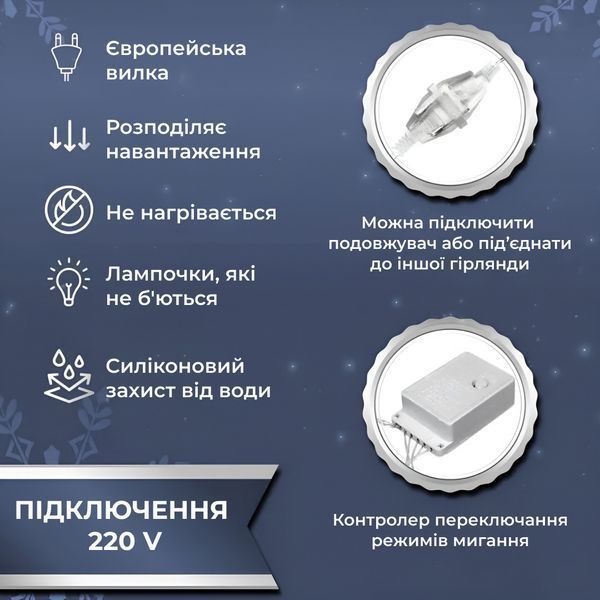 Светодиодная гирлянда-штора Роса 3x3м 200 LED, белая 173307W фото