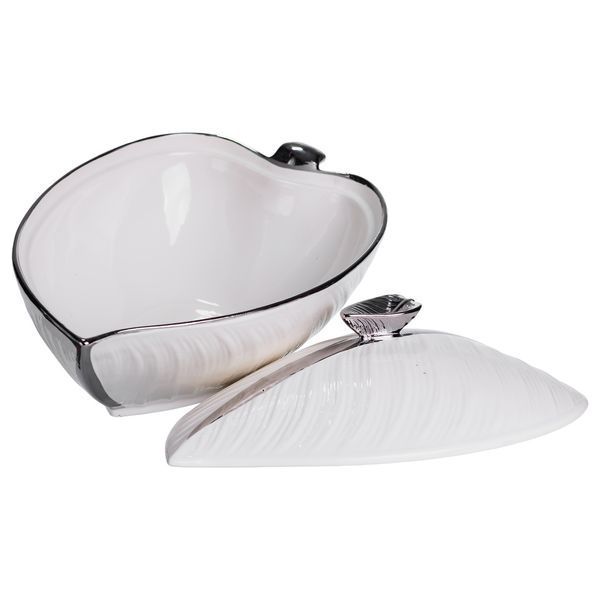 Супница 800 (мл) фарфоровая 32&times;21&times;16 (см) с крышкой Белый с серебром XL-4054AS фото