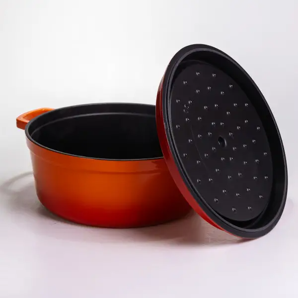 Кокотниця чавунна емальована каструля 6 л, помаранчевий  HP-FLG-6 ORANGE фото