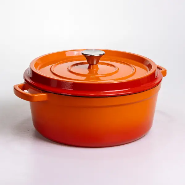 Кокотниця чавунна емальована каструля 6 л, помаранчевий  HP-FLG-6 ORANGE фото