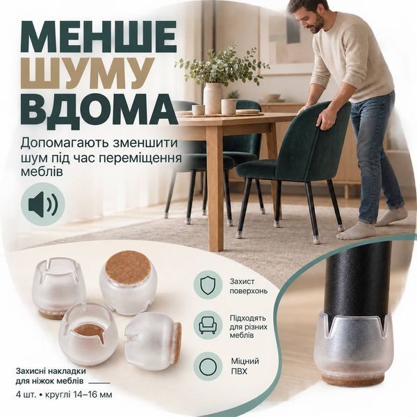 Захисні накладки для ніжок меблів 4 шт. круглі 14-16 мм LP-01 14-16 фото