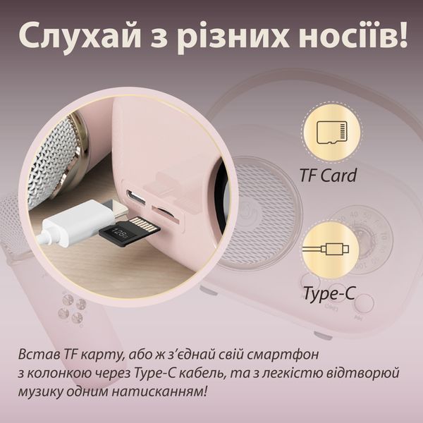 Портативная колонка с микрофоном Platinum C-20 BT/TF/USB/FM влагозащищенная 5 Вт, бежевая C20P фото