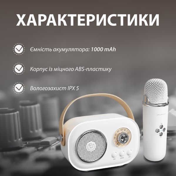Портативная колонка с микрофоном Platinum C-20 BT/TF/USB/FM влагозащищенная 5 Вт, бежевая C20P фото