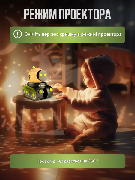 Проектор-ночник "Робот" звёздное небо с Bluetooth и LED-подсветкой WHE03 фото