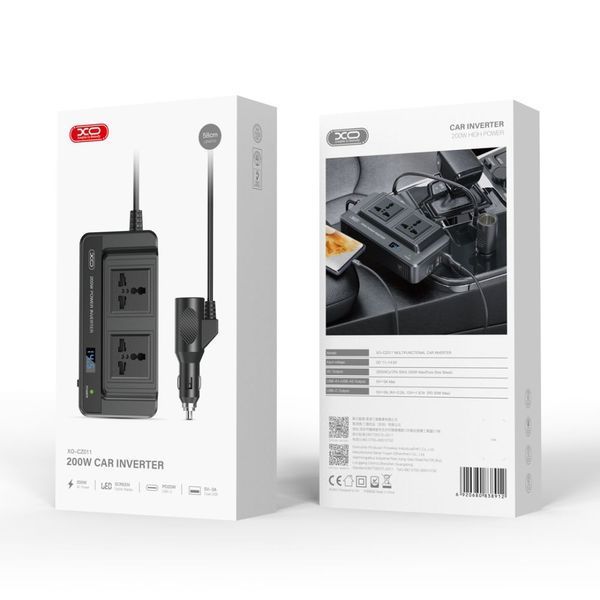 Автомобільний інвертор XO CZ011 200W Чорний ЦУ-00040933 фото