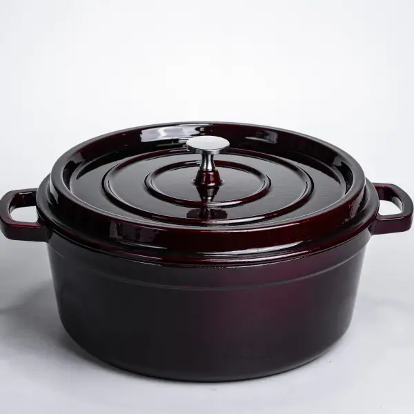 Кокотниця чавунна емальована каструля 6 л, бургунді HP-FLG-13 burgundy фото