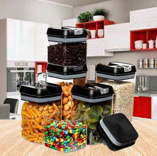 Органайзер для сипучих Food Storage Container 6 контейнерів Набір пластикових контейнерів для круп 00213 фото