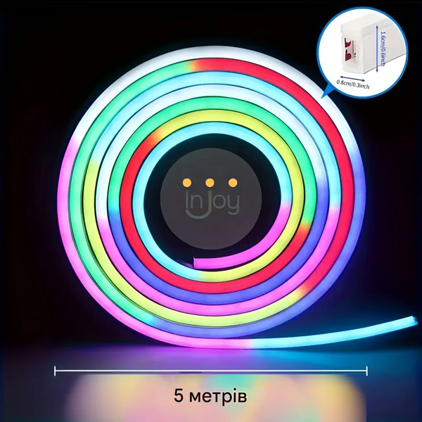 Розумна гнучка LED Neon RGB стрічка 5 метрів від USB керування режимами з телефону Jam9095 фото