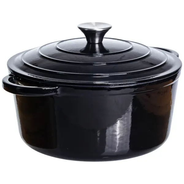 Кастрюля чугунная эмалированная гусятница 5 л, черный  HP-FLG-2 BLACK фото