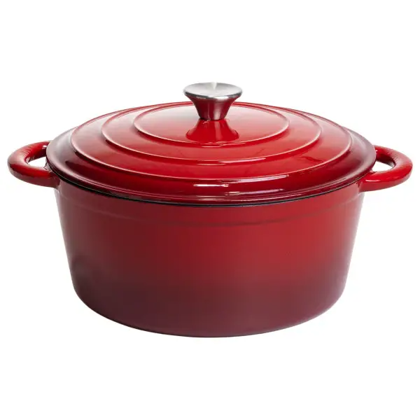 Каструля чавунна емальована  гусятниця 6,5 л, червоний HP-FLG-3 RED фото