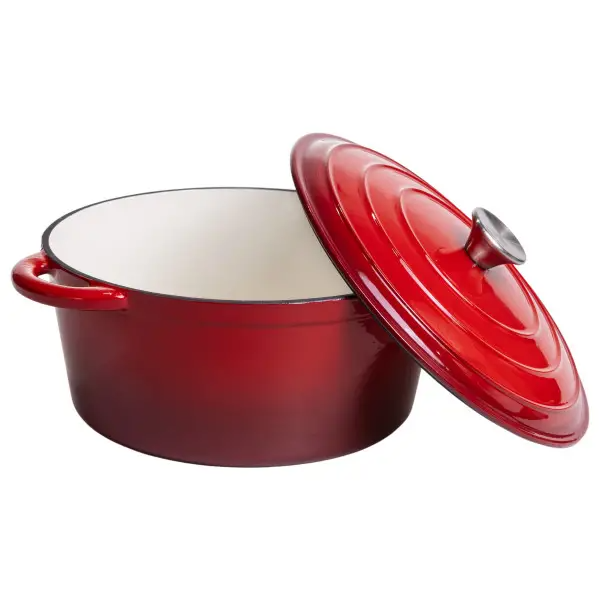 Каструля чавунна емальована  гусятниця 6,5 л, червоний HP-FLG-3 RED фото