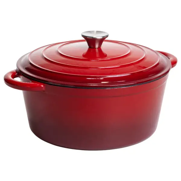 Каструля чавунна емальована  гусятниця 6,5 л, червоний HP-FLG-3 RED фото