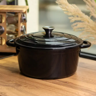 Каструля чавунна емальована гусятниця 6,5 л, чорний HP-FLG-3 BLACK фото
