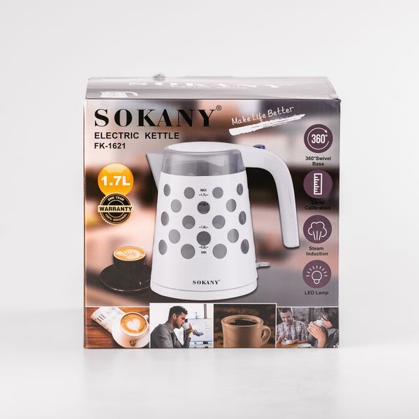 Електрочайник Sokany FK-1621 безшумний 1,7 л, чорний FK1621B фото