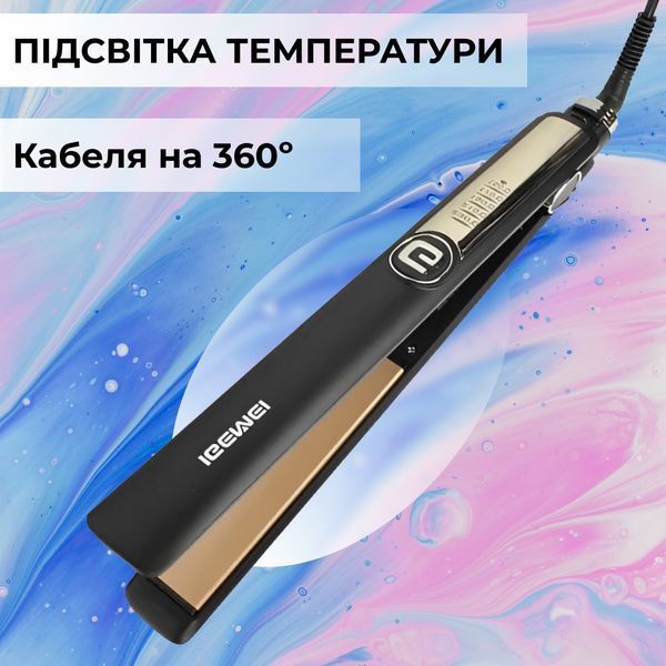 Утюжок для волос (выпрямитель) GEMEI GM-416 с керамическими пластинами, черный GM416B фото
