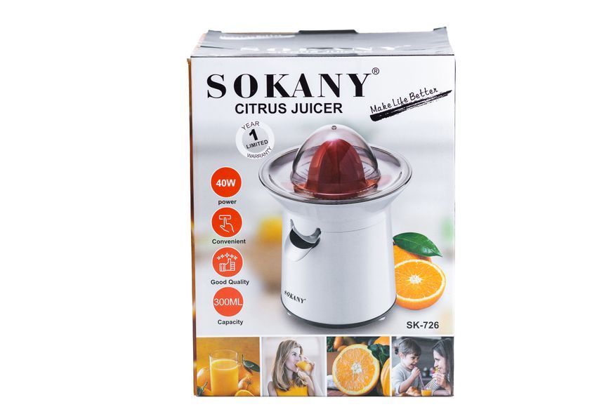 Соковыжималка для цитрусовых электрическая Sokany SK-726 300 мл, белый SK726 фото