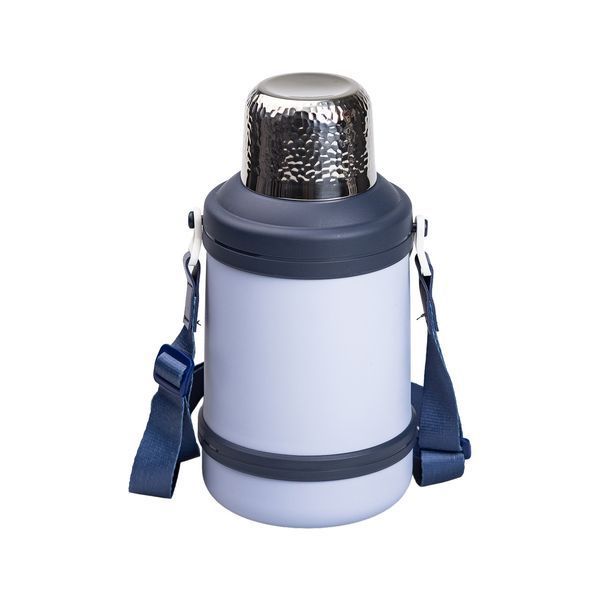 Термос Vacuum Cup 1.5 литра с ремешком и складной ручкой теино-синий HP-14-21BL фото
