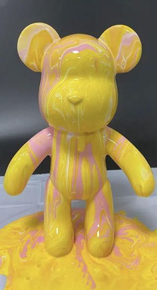 Креативный флюидный медвежонок Bearbrick 23 см с красками, желтый BLUE23 фото