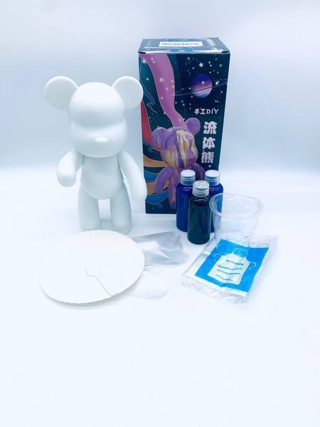 Креативный флюидный медвежонок Bearbrick 23 см с красками, желтый BLUE23 фото