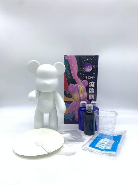 Креативный флюидный медвежонок Bearbrick 23 см с красками, желтый BLUE23 фото