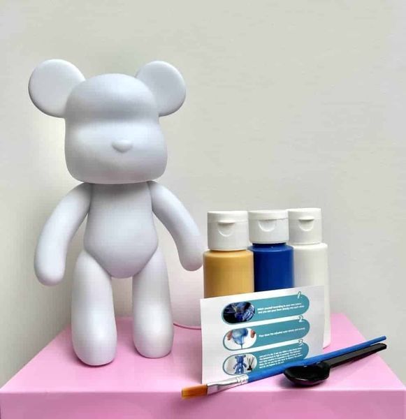 Креативный флюидный медвежонок Bearbrick 23 см с красками, желтый BLUE23 фото
