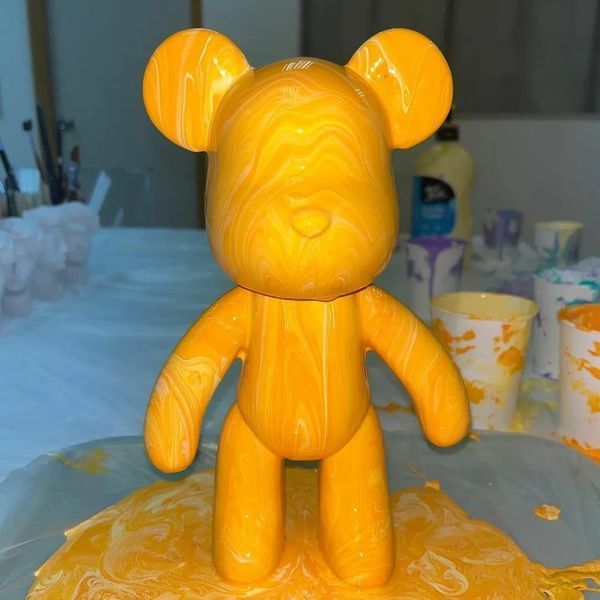 Креативный флюидный медвежонок Bearbrick 23 см с красками, желтый BLUE23 фото