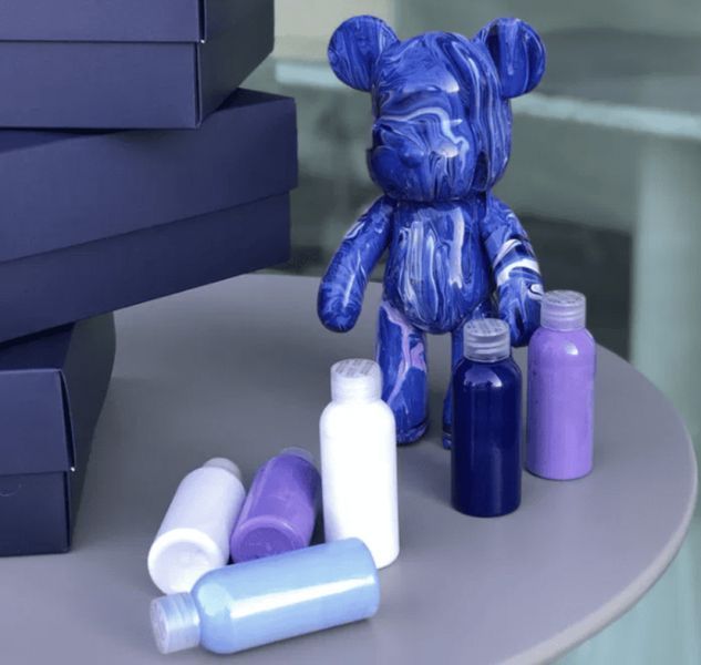 Креативный флюидный медвежонок Bearbrick 23 см с красками, желтый BLUE23 фото