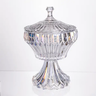 Фруктовница на ножке Lotus из хрустального стекла с крышкой, rainbow HP-19-149RB фото