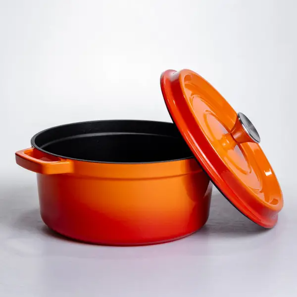 Кокотница чугунная эмалированная кастрюля 4,5 л, оранжевый HP-FLG-4 ORANGE фото