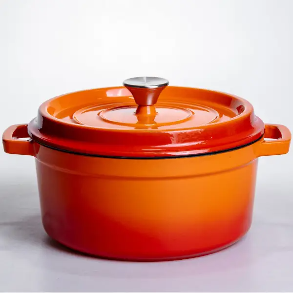 Кокотница чугунная эмалированная кастрюля 4,5 л, оранжевый HP-FLG-4 ORANGE фото