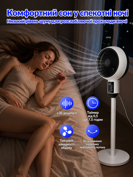 Напольный вентилятор с пультом и LED-дисплеем с регулировкой высоты G10035 фото