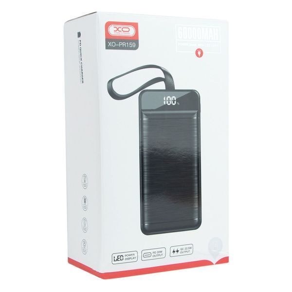 Павербанк XO PR159 QC22.5W PD20W digital display, with light, 60000 mAh ЦУ-00036895 фото