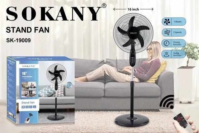 Вентилятор підлоговий SOKANY SK-19009 3 швидкості 5 лопатей SK19009 фото