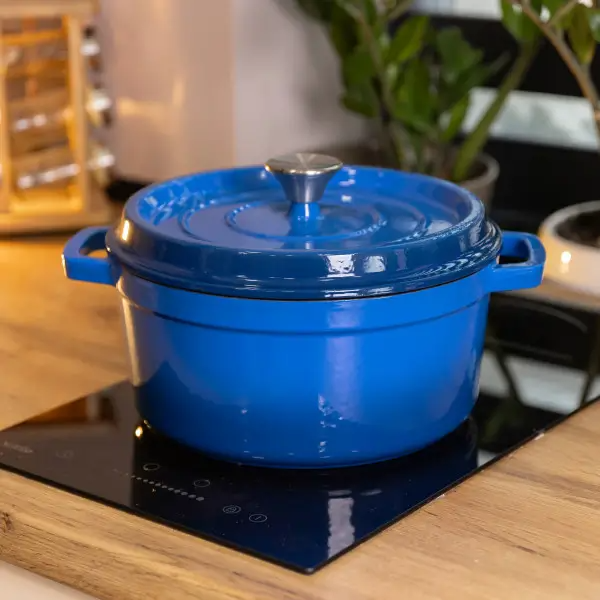 Кокотница чугунная эмалированная 4,5 л, синий HP-1-19-BLUE фото